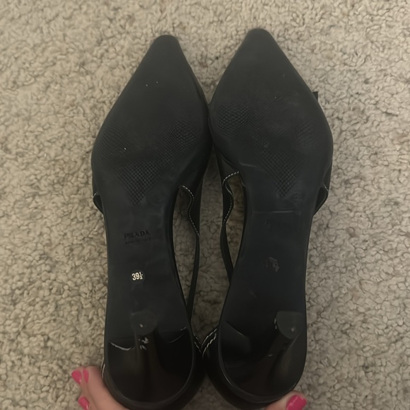 Prada sling back heels in black with silver buckle in size 39 1/2 - Picture 6 of 6